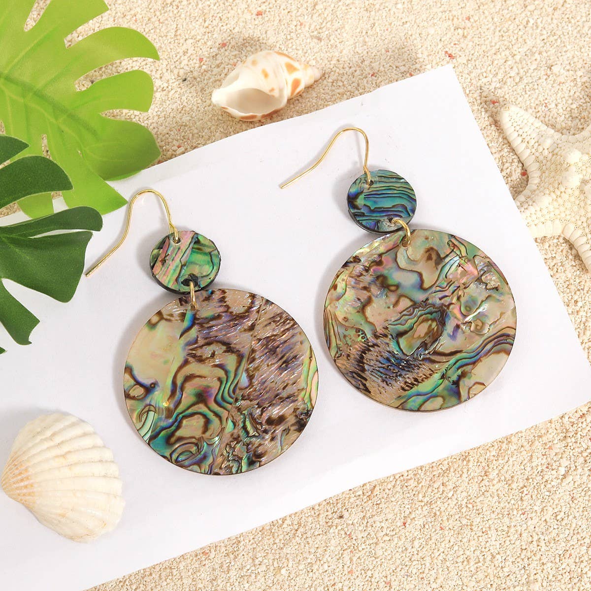 RETRO COLORFUL FASHION ABALONE EARRINGS_CWMM4254