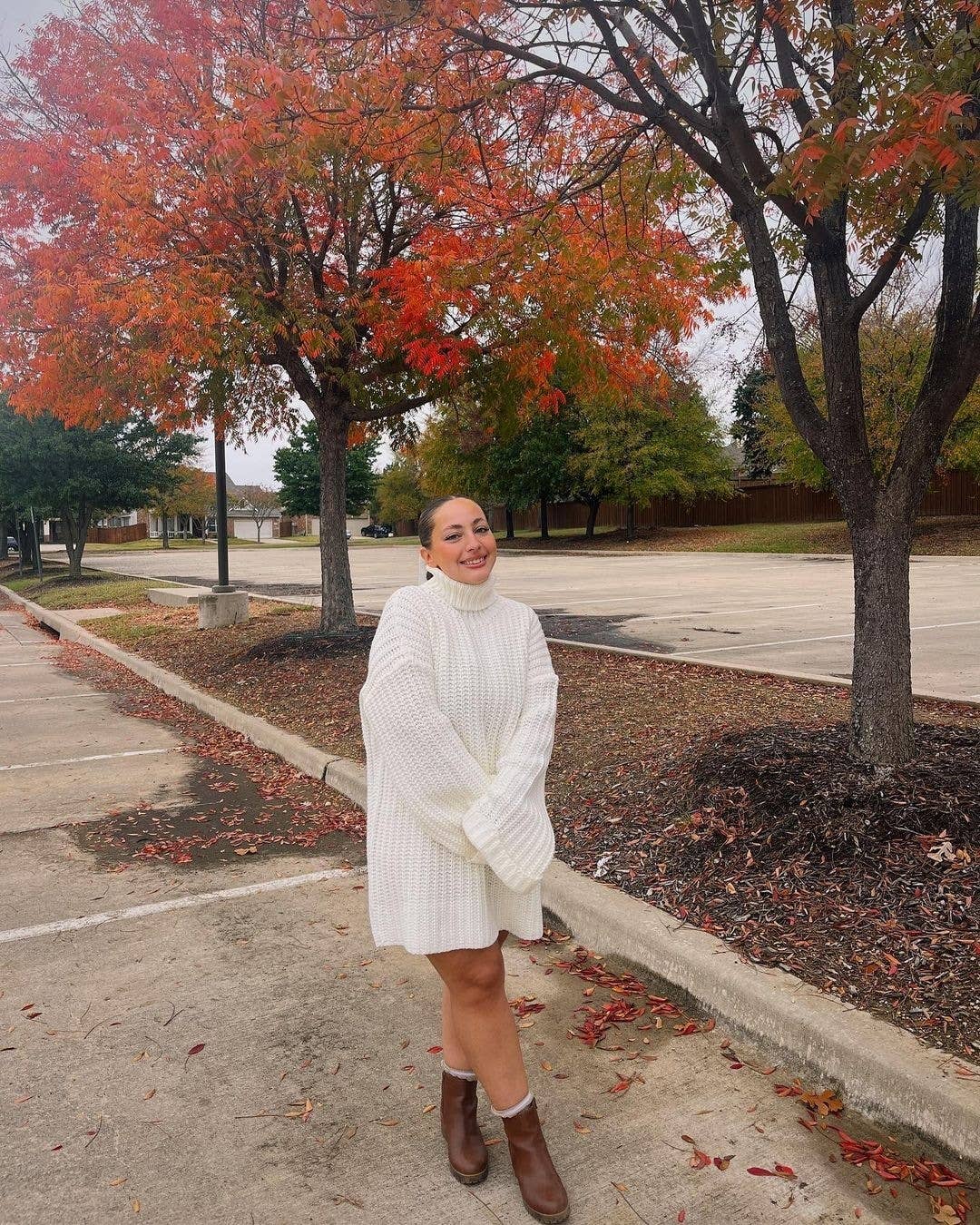 TURTLENECK LONG-SLEEVED LOOSE KNIT SWEATER DRESS