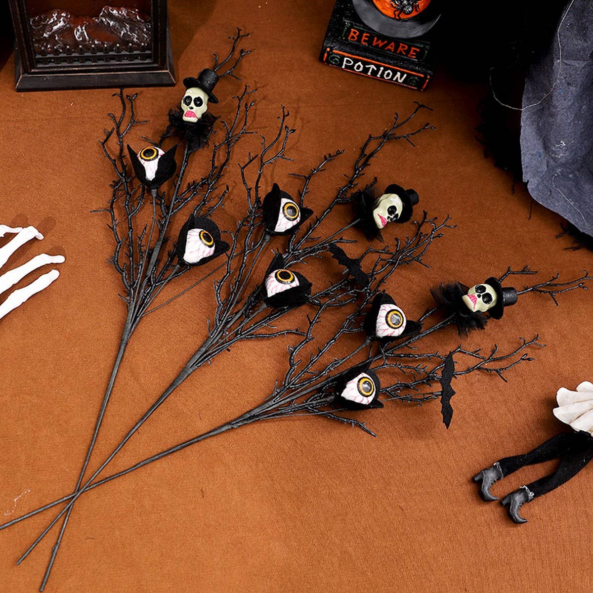 Creative Skull Eye Floral Pick Halloween Decor_CWMM9905