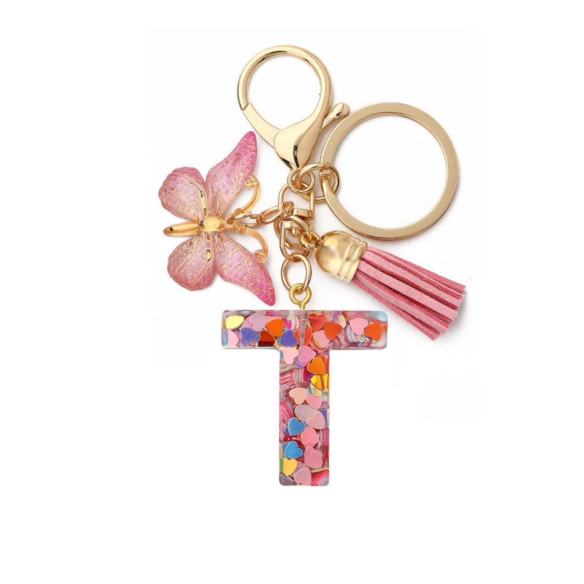 CRYSTAL LETTER SEQUIN RESIN KEYCHAIN_CWAJE0663