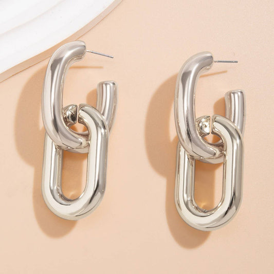 METAL WIND CIRCULAR RING THICK CHAIN EARRINGS