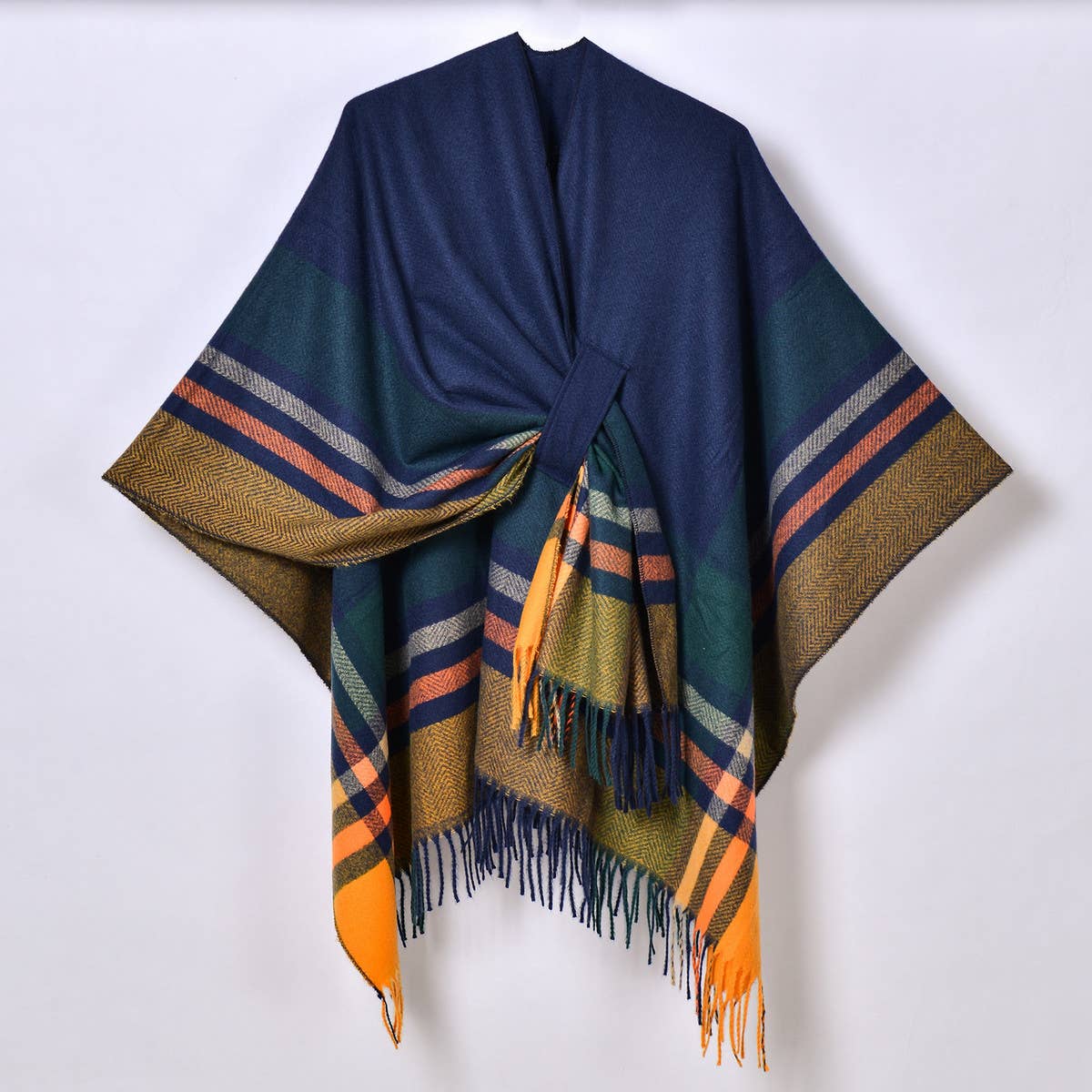 COLORFUL TASSEL STRIPED TIE SHAWL