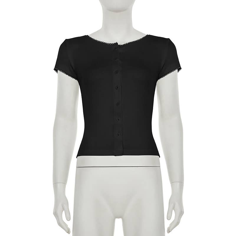 Simple basic solid color short-sleeved T-shirt