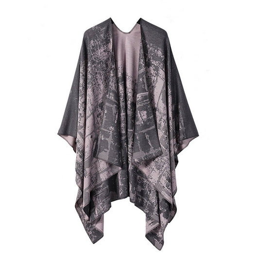 SOLID COLOR DOUBLE-SIDED CAPE SHAWL OUTER CAPE_CWASC2133