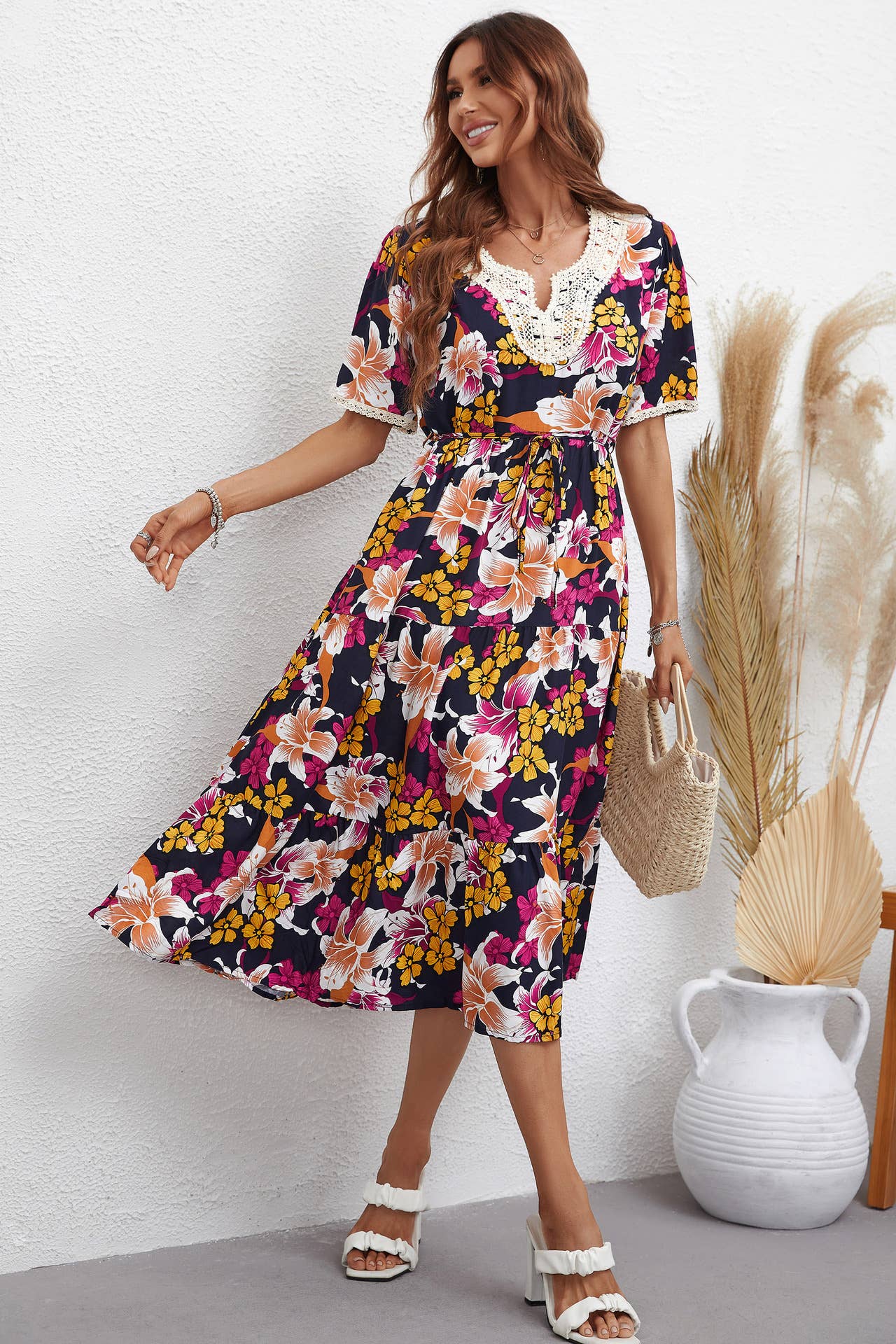 FASHION PRINT SMALL FRESH SHORT-SLEEVED DRESS