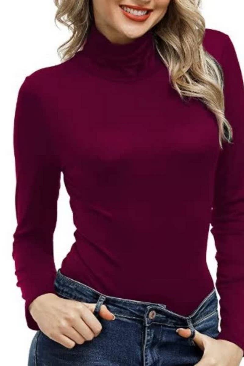 Casual turtleneck top T-shirt base_cwtbll1770