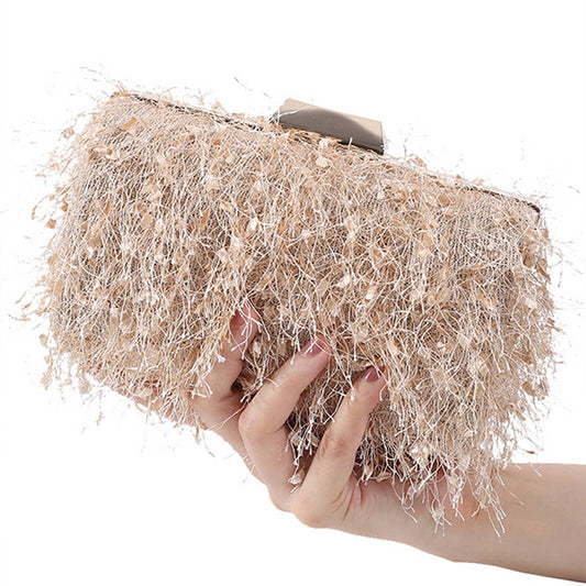 WOMEN FASHION CHAIN TASEEL SHOULDER BAG CLUTCH BAG_CWAB0599