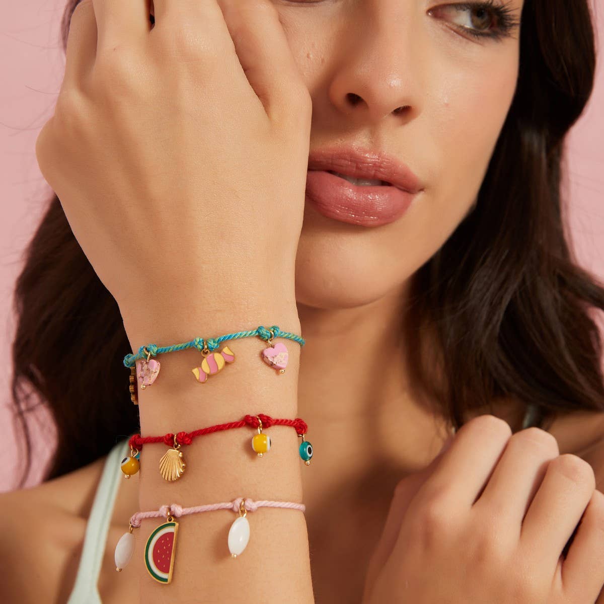 Creative Cotton Rope Bracelet with Shell & Eye