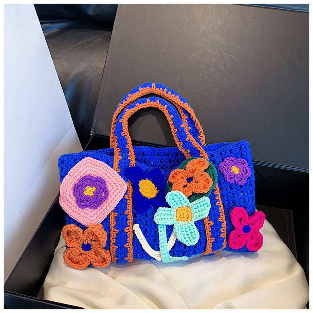 FLOWER PATTERN BAG MACARON HOLLOW HANDBAG_CWAB2406