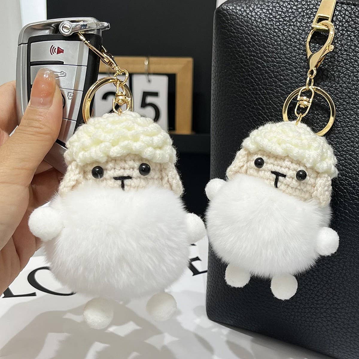 NEW LAMB COUPLE BACKPACK PENDANT CAR KEYCHAIN