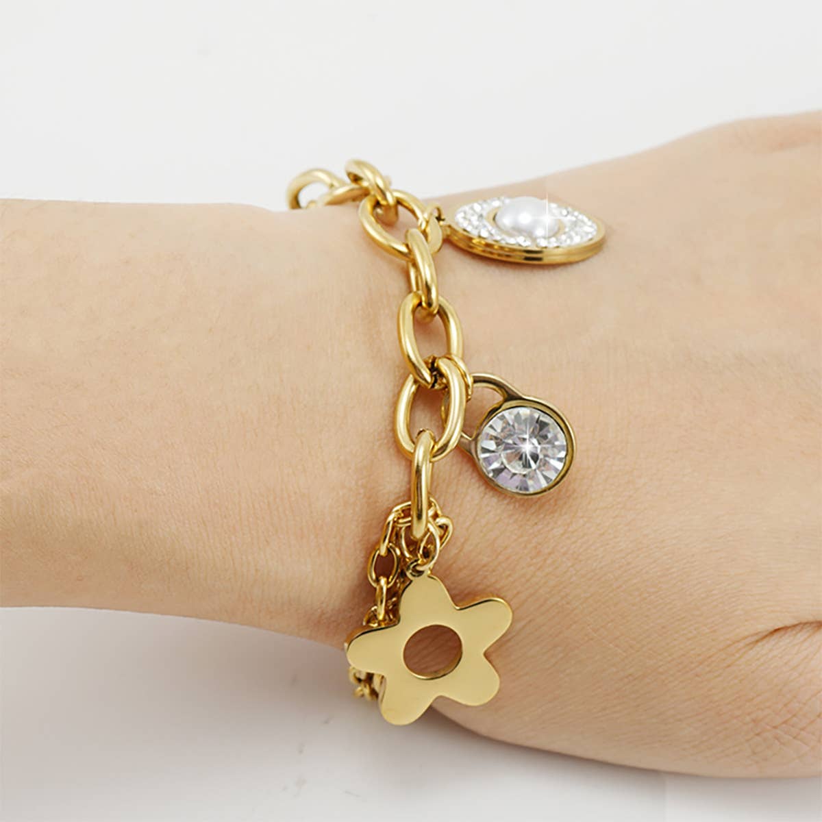 18K GOLD TITANIUM STEEL DOUBLE-LAYERED BRACELET