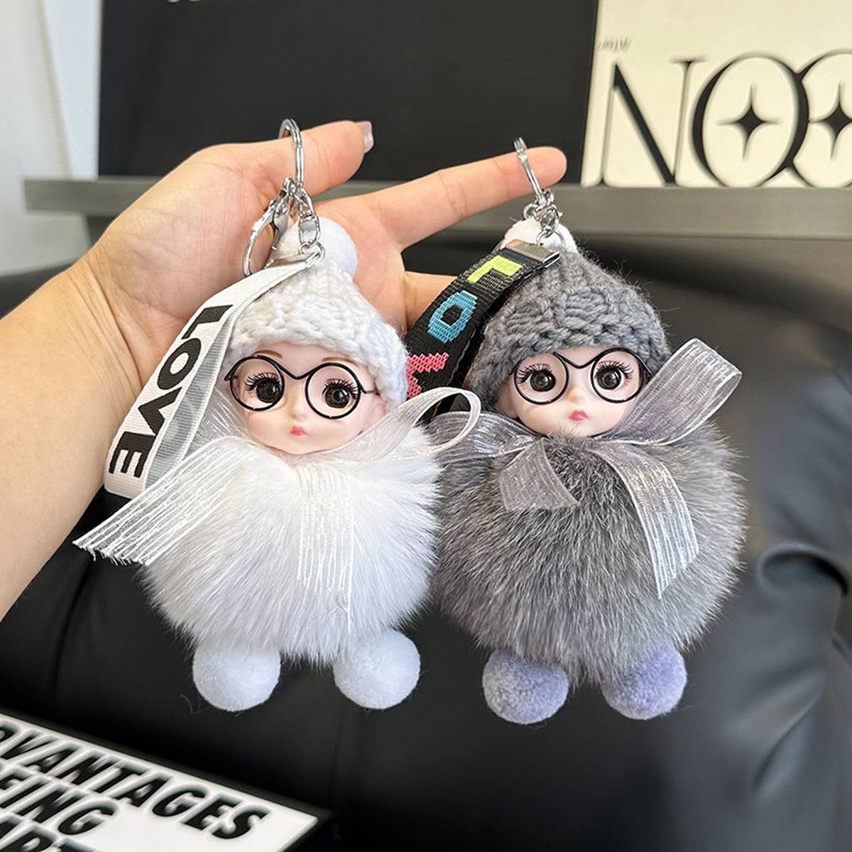 CUTE PLUSH DOLL CAR KEYCHAIN BAG PENDANT GIFT