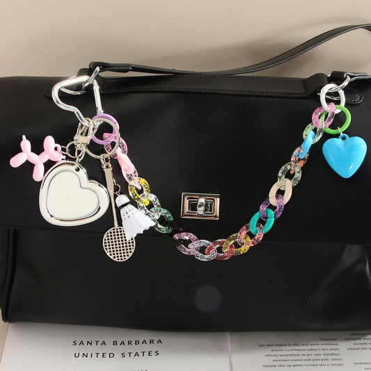 Cute Cat Bag Charm with Balloon Dog & Keychain
