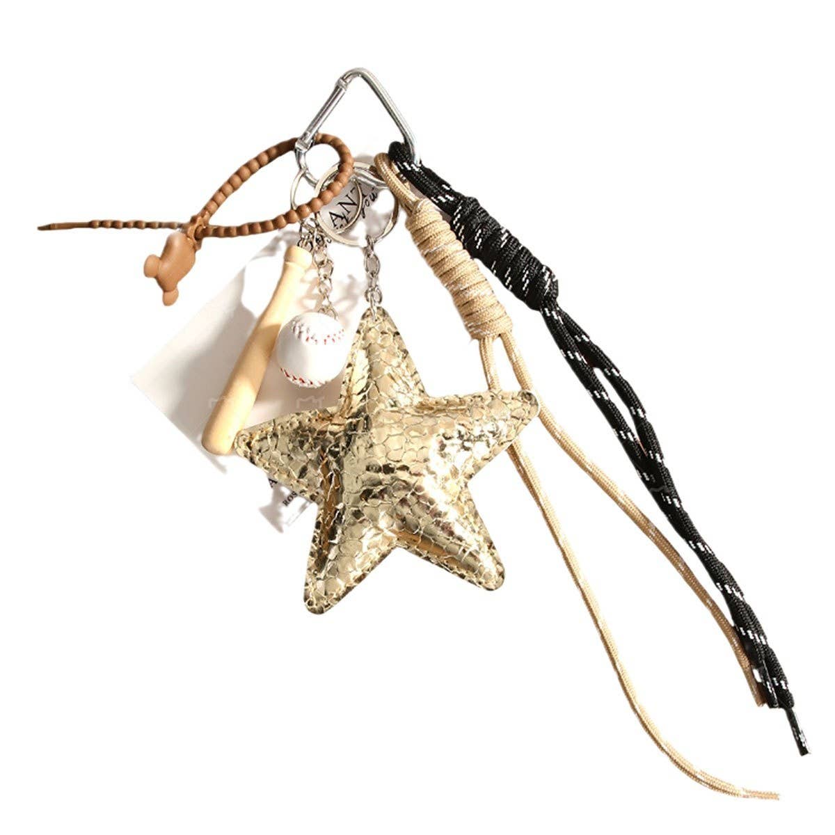 PU Star Baseball Charm ??Braided Bag & Phone Strap_CWMM7553