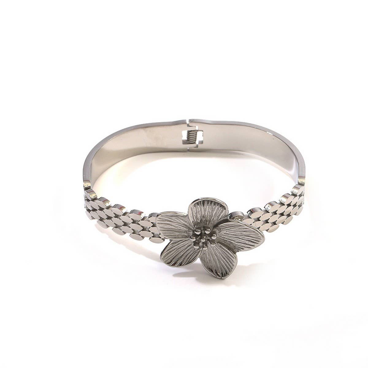 Stainless Steel Flower Bracelet with Petals_CWAJE4605