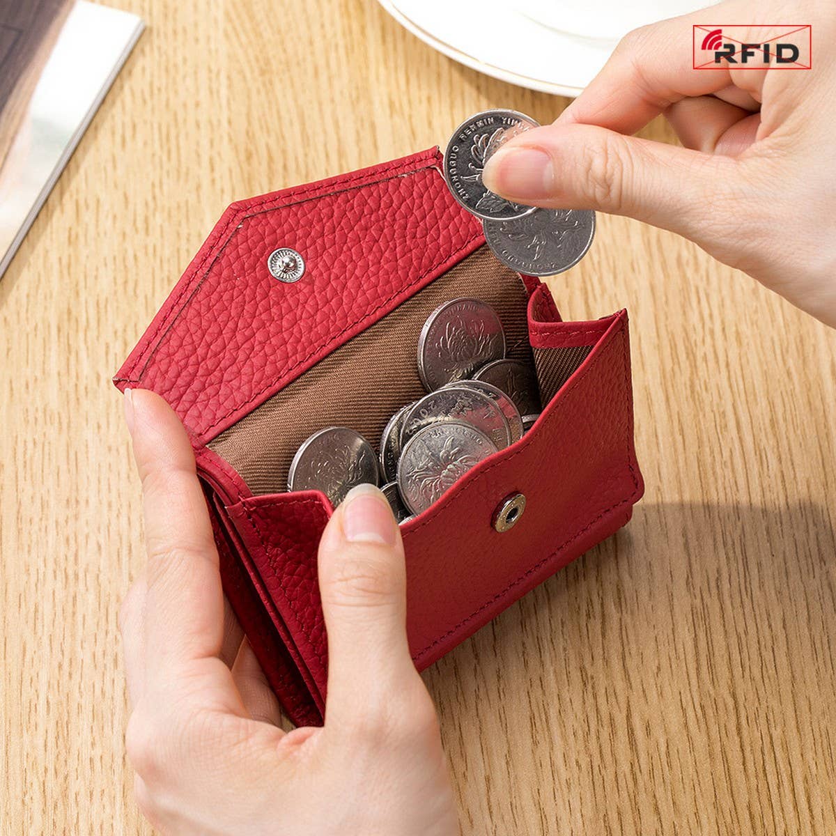 FASHION GENUINE LEATHER SHORT TRIFOLD MINI WALLET_CWAB3785