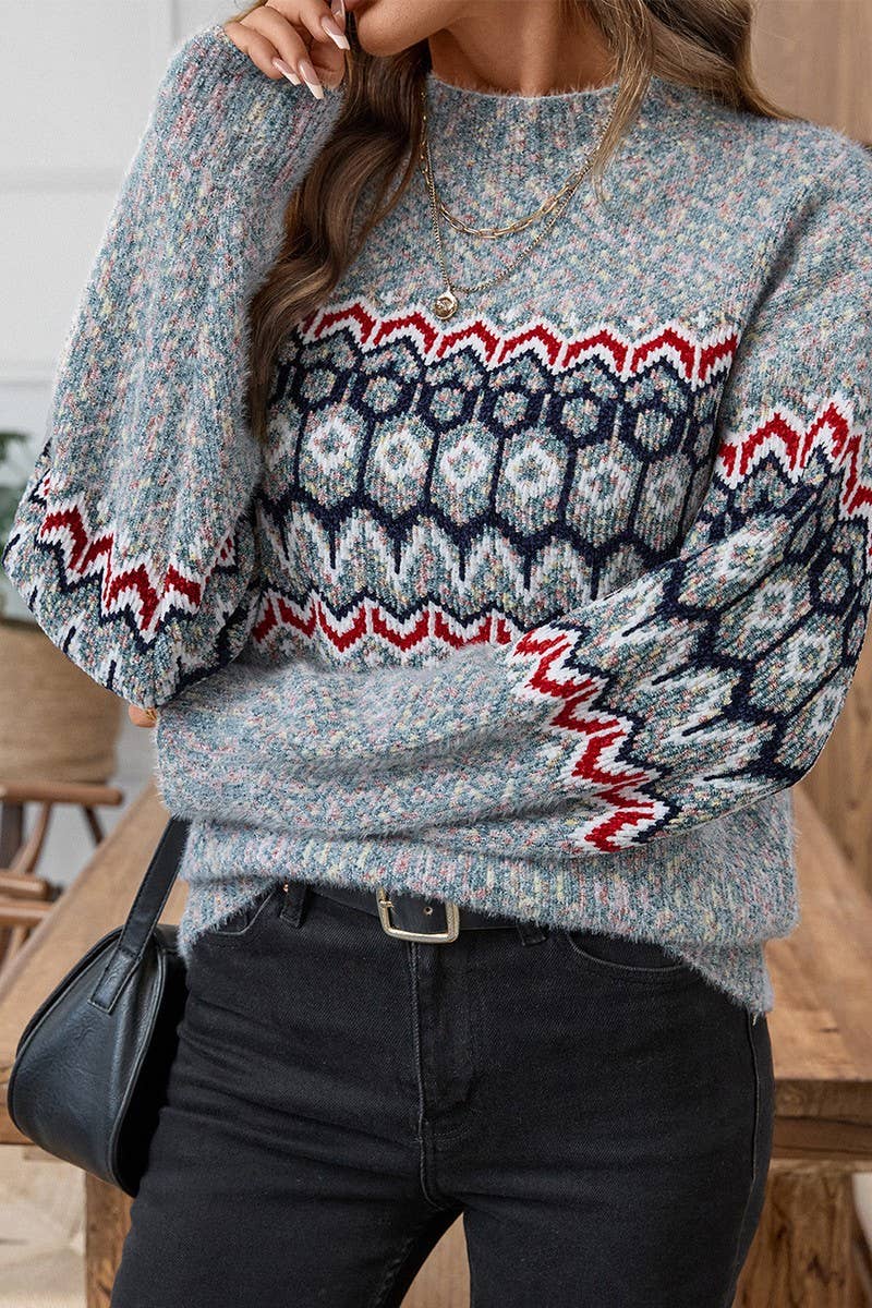 CWOSWL07423_CASUAL TURTLENECK KNIT PULLOVER SWEATER