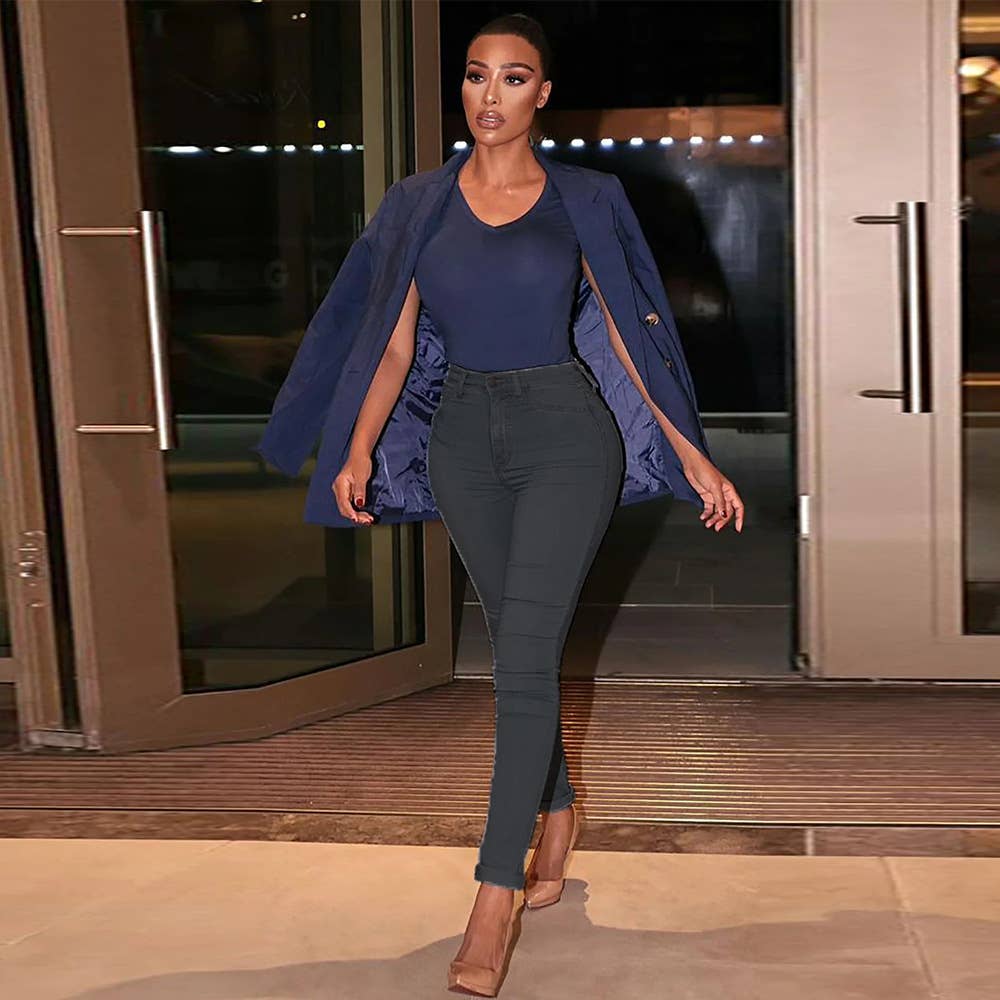 WASHED BASIC STRETCH JEANS FOR WOMEN