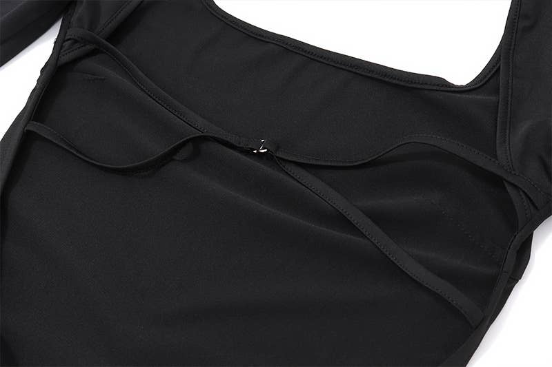 Sexy U-Neck Hollow Bodycon Long Sleeve Jumpsuit