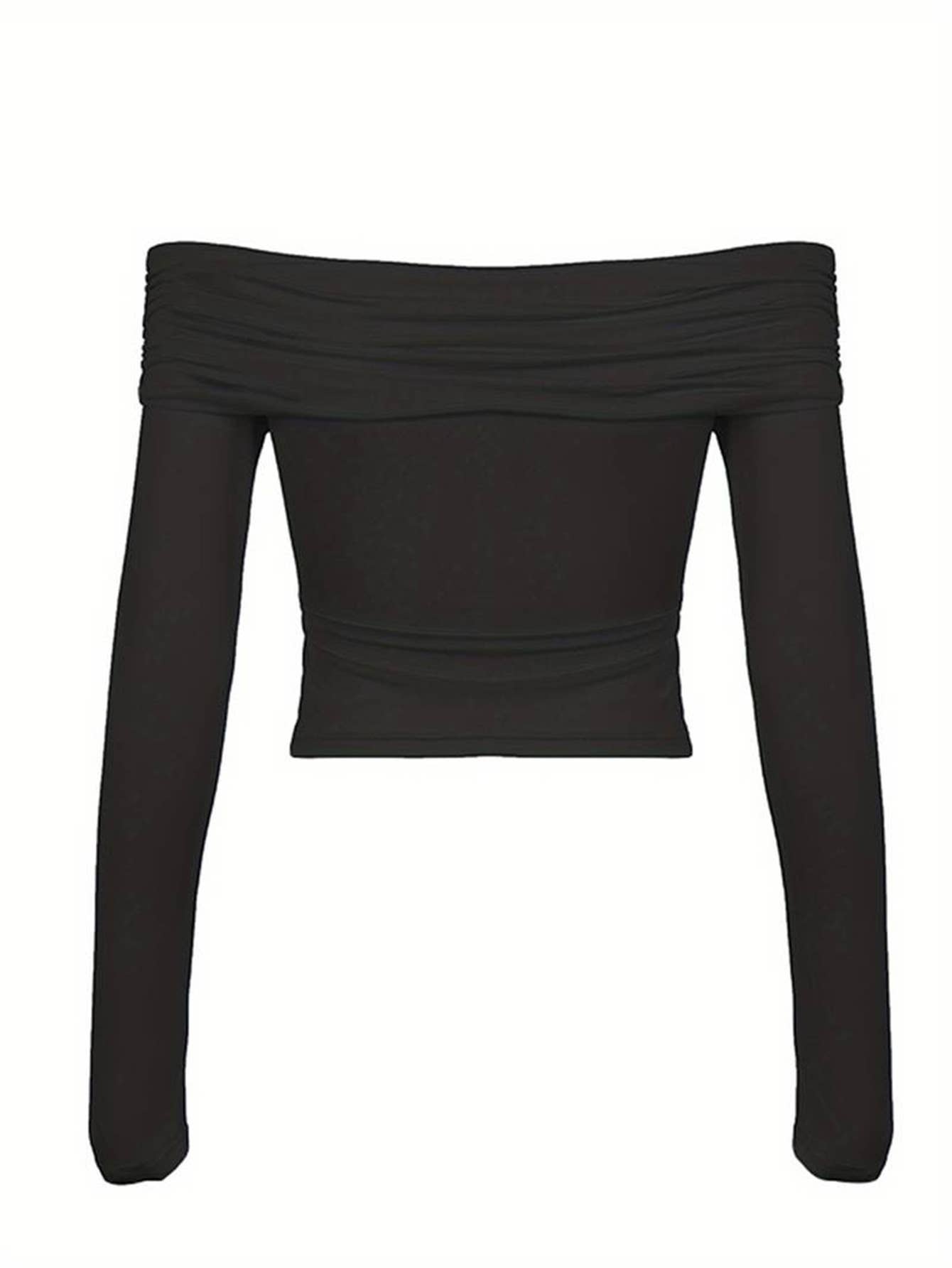 LINE NECK OFF-THE-SHOULDER STYLE SHORT TOP