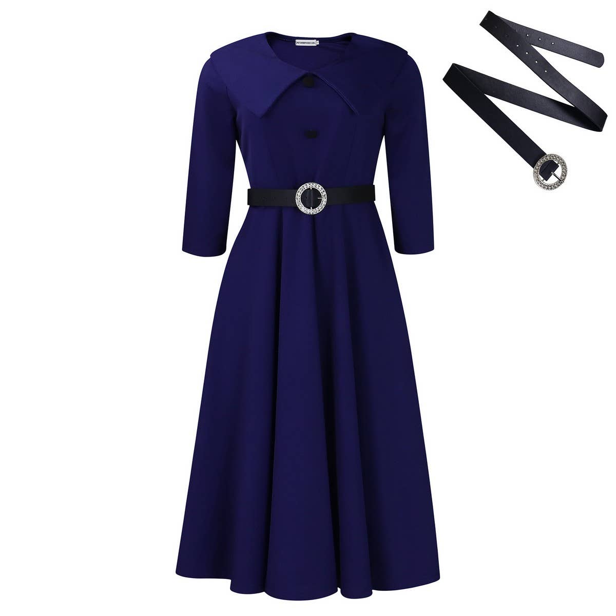 SOLID COLOR FASHIONABLE A-LINE PLUS SIZE DRESS_CWDMD3670