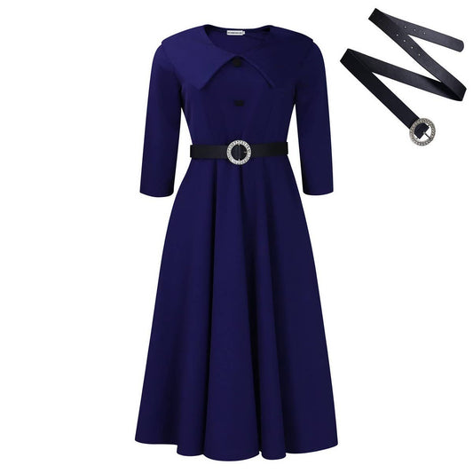 SOLID COLOR FASHIONABLE A-LINE PLUS SIZE DRESS_CWDMD3670