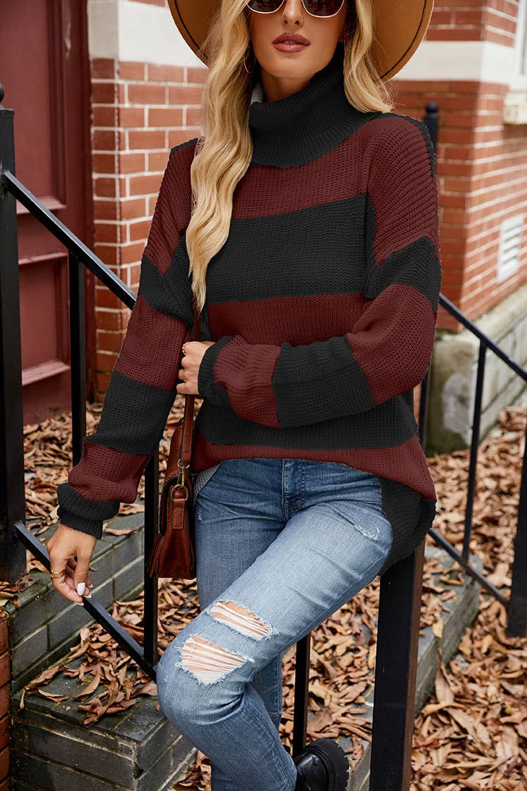 SLOUCHY CASUAL STRIPED SWEATER