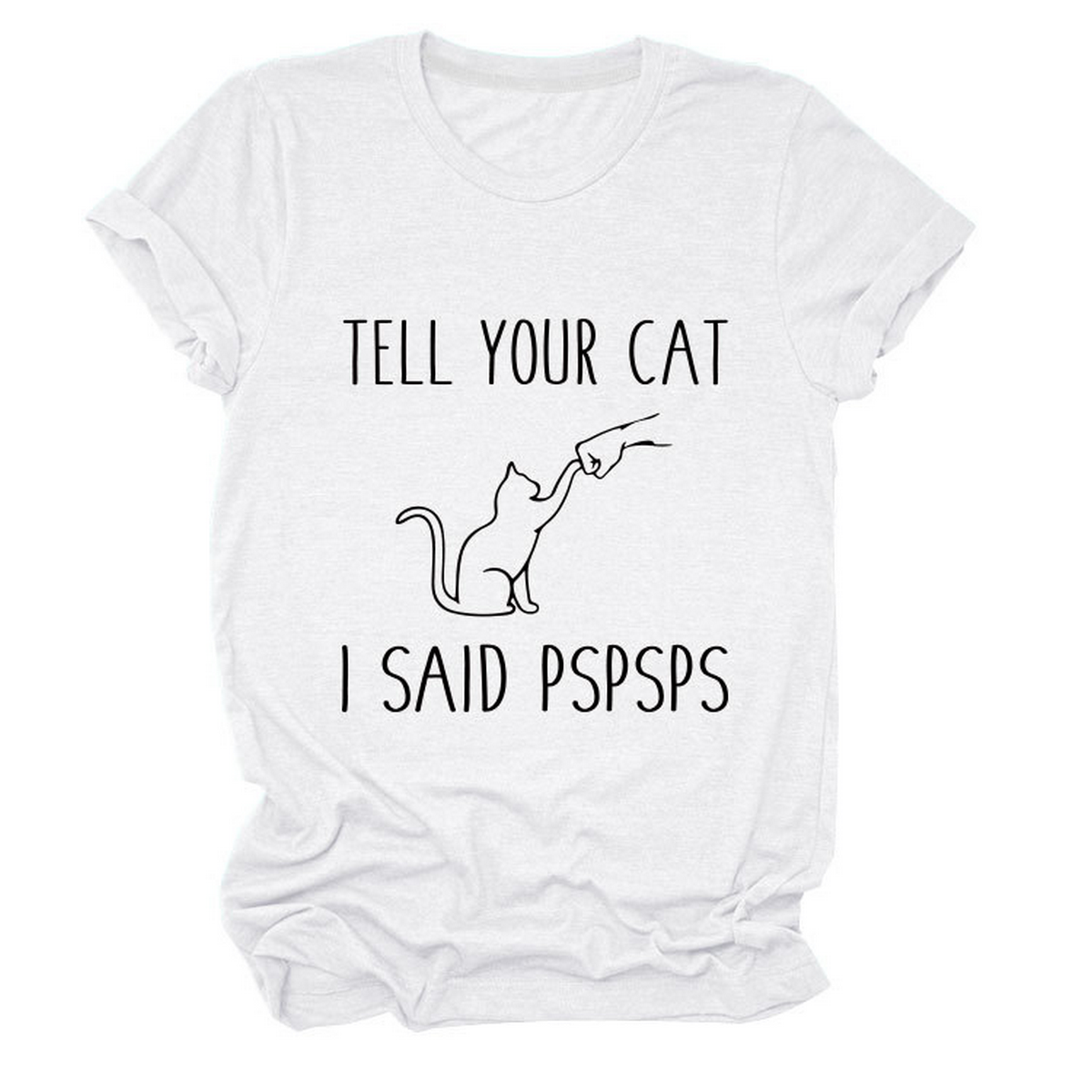 Casual Cat Print Tee ??Women??¢s Short Sleeve Top_CWTTS1519