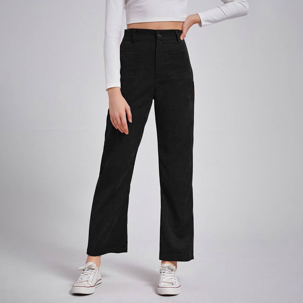 Stylish casual slim straight tube corduroy pants