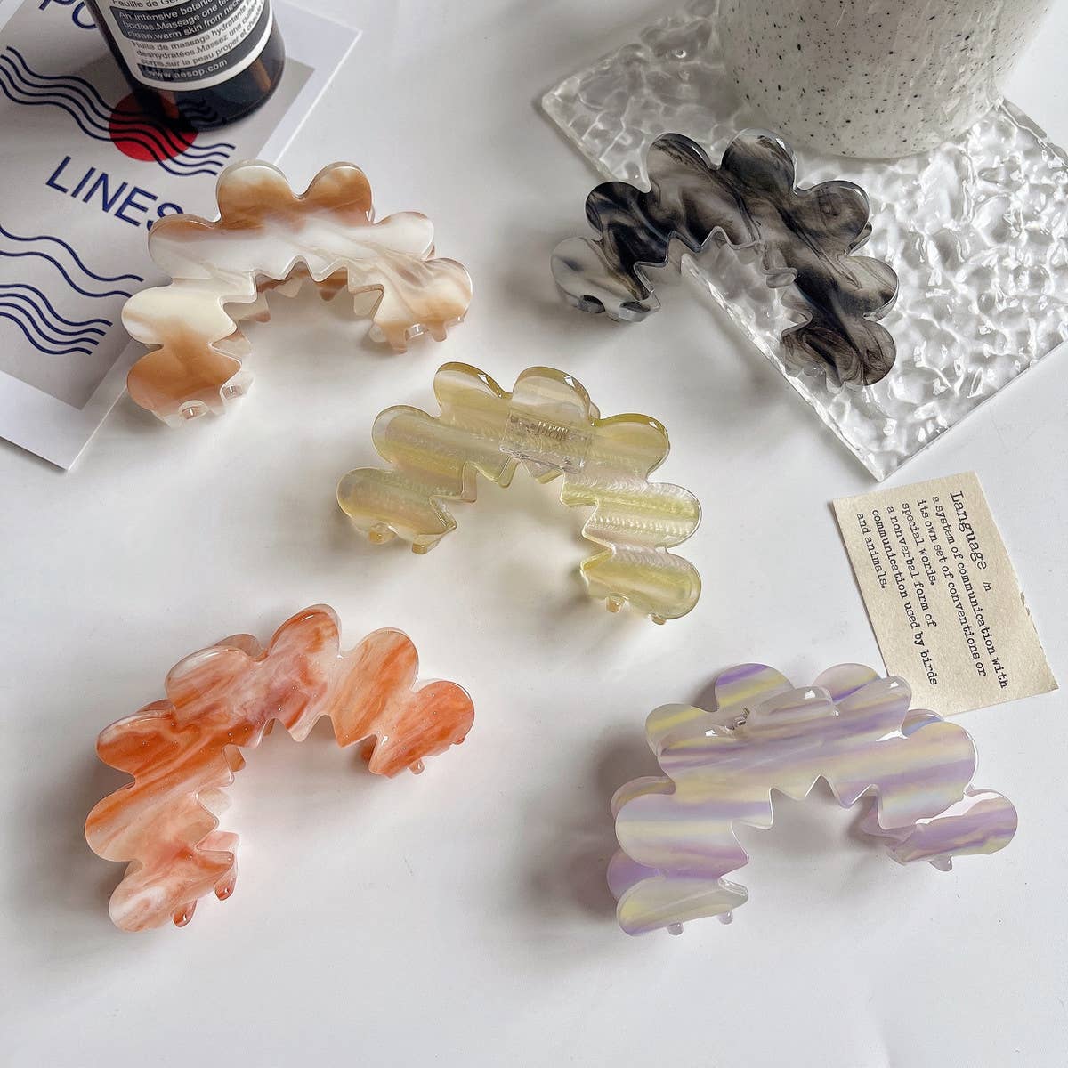 Wavy Flower Acetate Hair Claw, Simple Fresh Clip_CWAHA1328