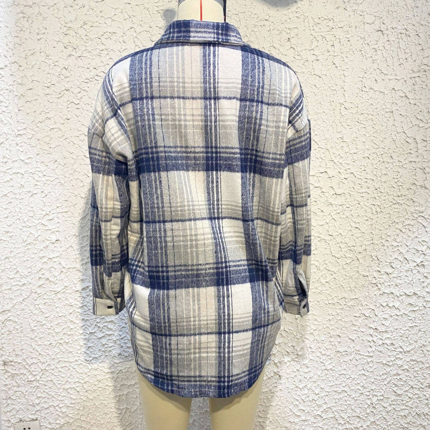 LONG SLEEVE PLAID SHIRT AND LONG WOOL COAT