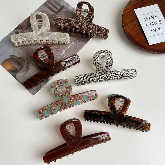 Large Brown Acetate Claw Clip ??Retro Chic Style_CWAHA6003
