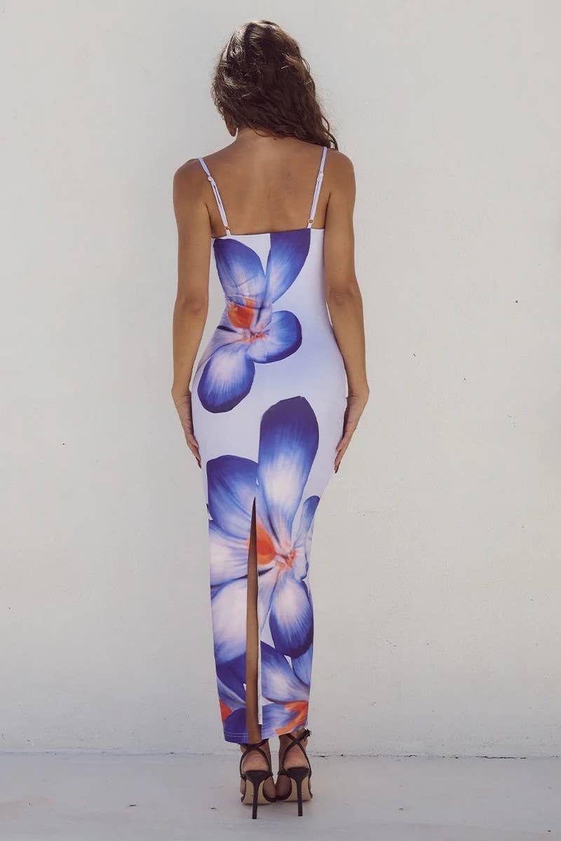 CWDMD5987_SEXY FLOWER HIP-HUGGING SLIT SUSPENDER LONG SKIRT
