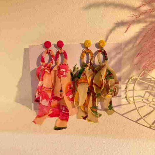 Fabric Tassel Bow Earrings ??Long, Chic & Feminine_CWMM6189