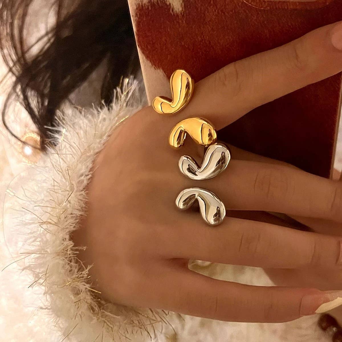 EUROPEAN AND AMERICAN SMOOTH BUTTERFLY OPEN RING_CWAJE1878