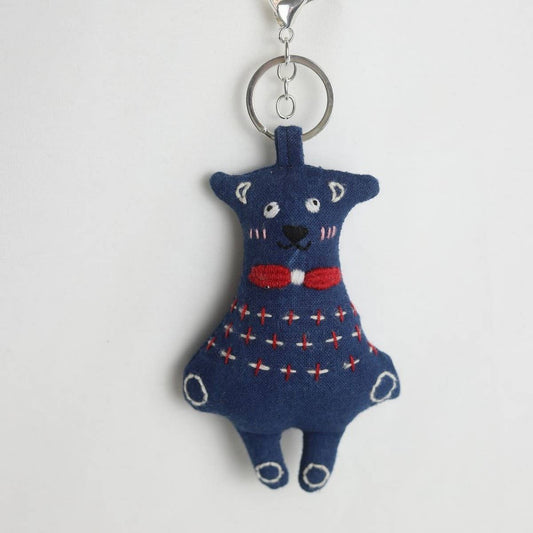 Hand-Embroidered Red Bow Tie Plush Charm