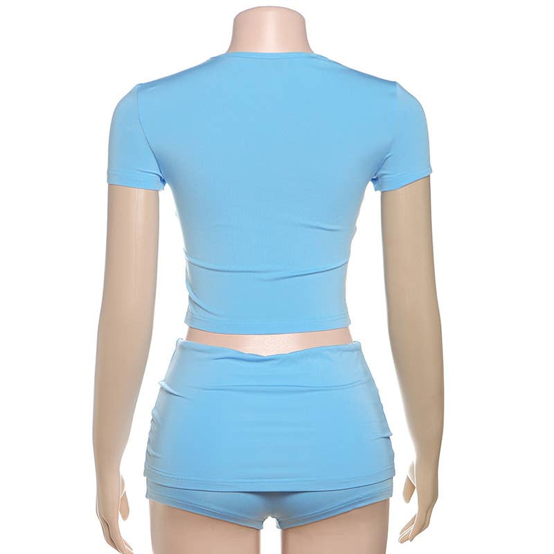 Sexy Crop Top and Bodycon Shorts Set