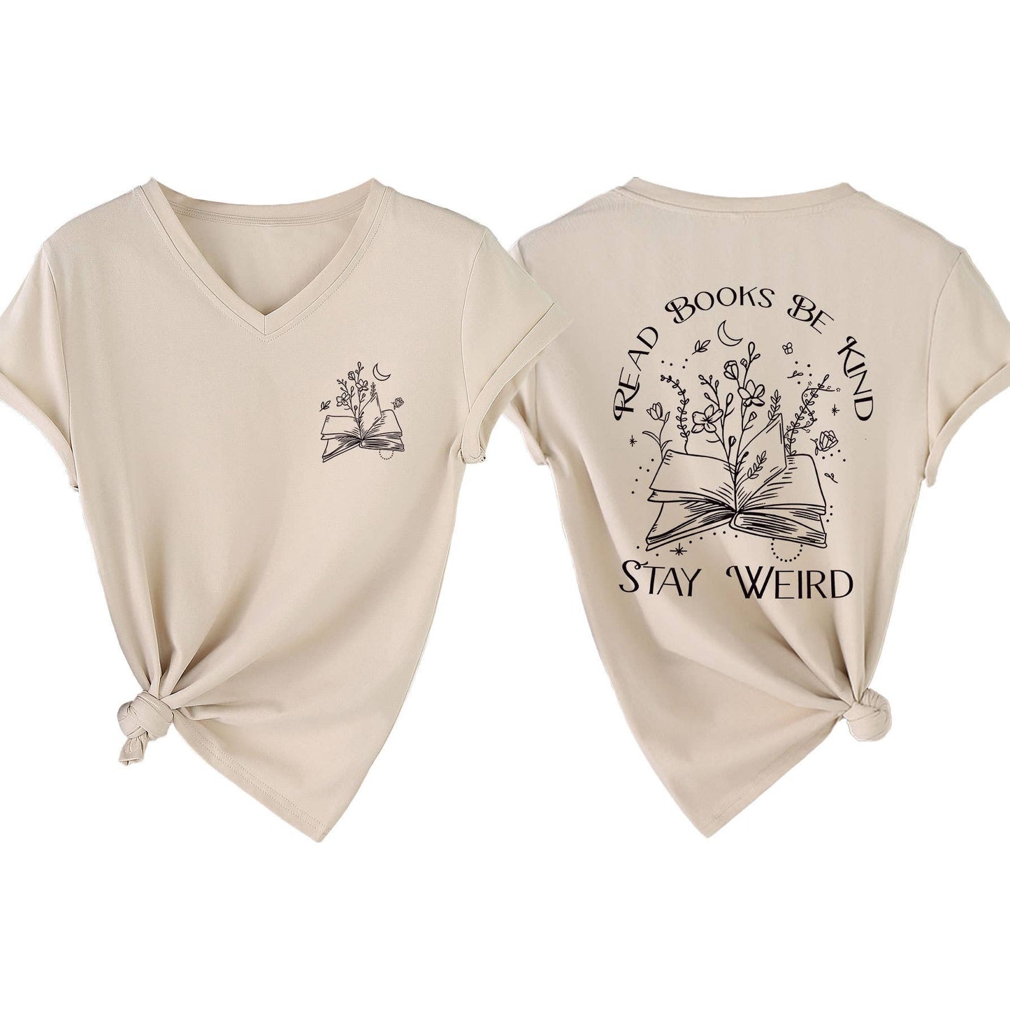 V-neck short-sleeved double-sided printed Top