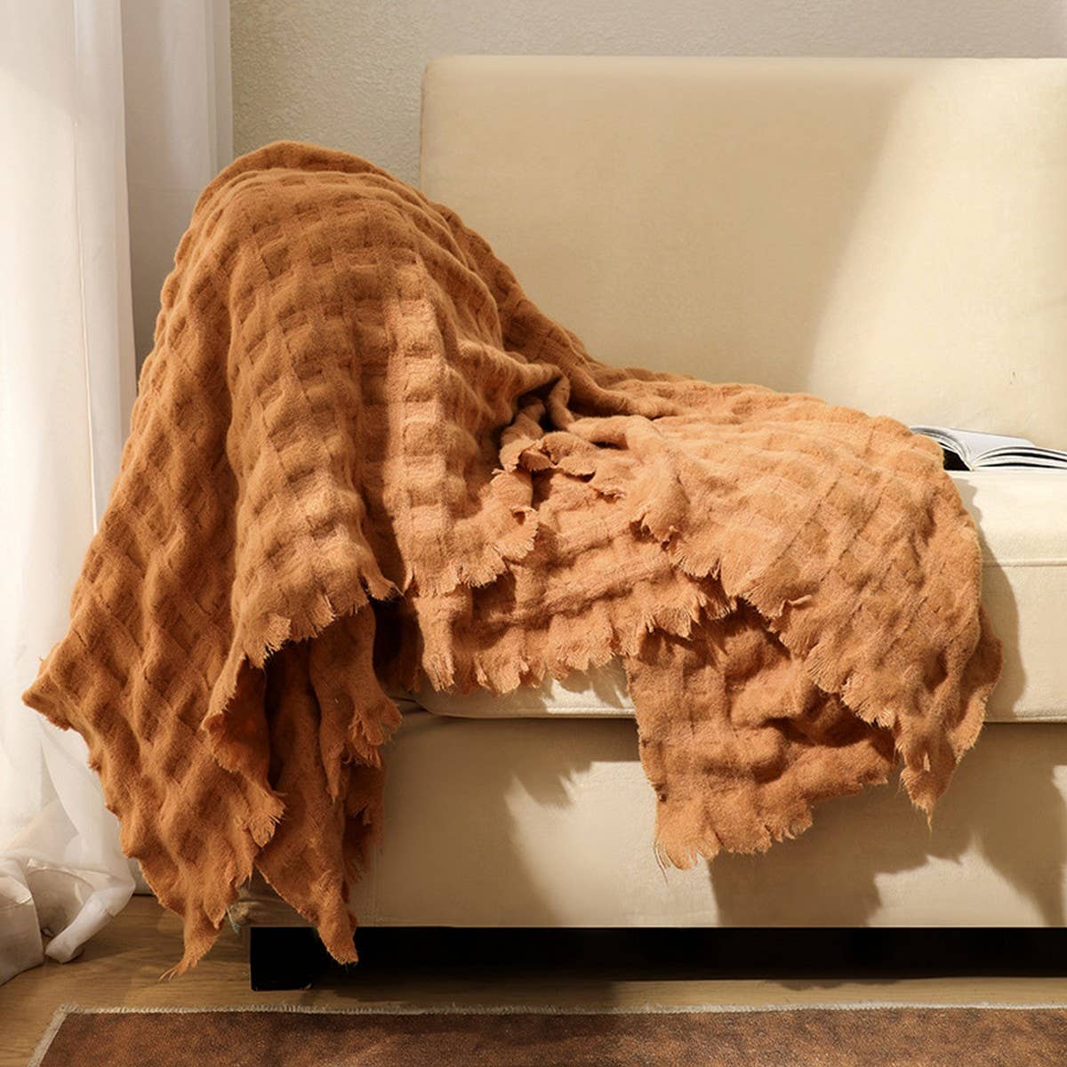 KNITTED WEIGHTED THROW BLANKET FOR COUCH