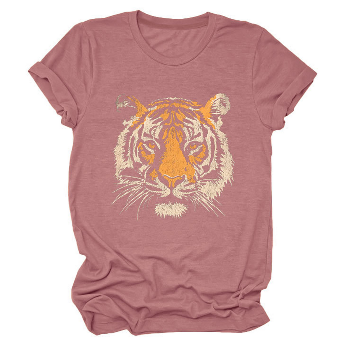 Women??¢s Summer Tee with Stylish Tiger Print_CWTTSL0494