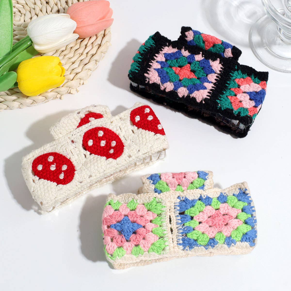 French Knit Hair Claw - 12cm Wide Colorful Clip