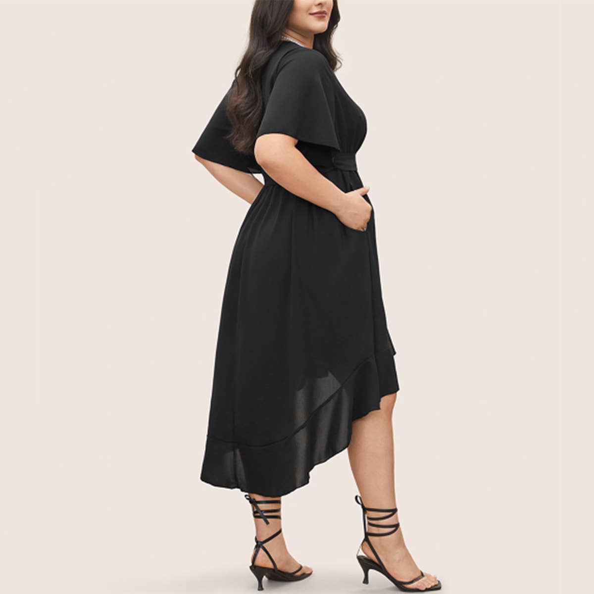 Elegant Summer V-Neck Flowy Asymmetrical Dress