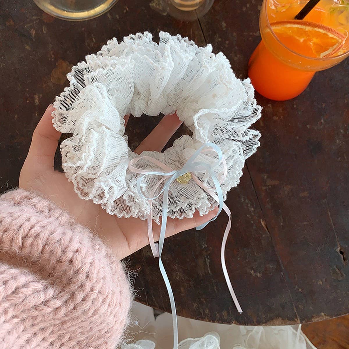 Sweet Tulle Lace Bow Scrunchie Hair Tie