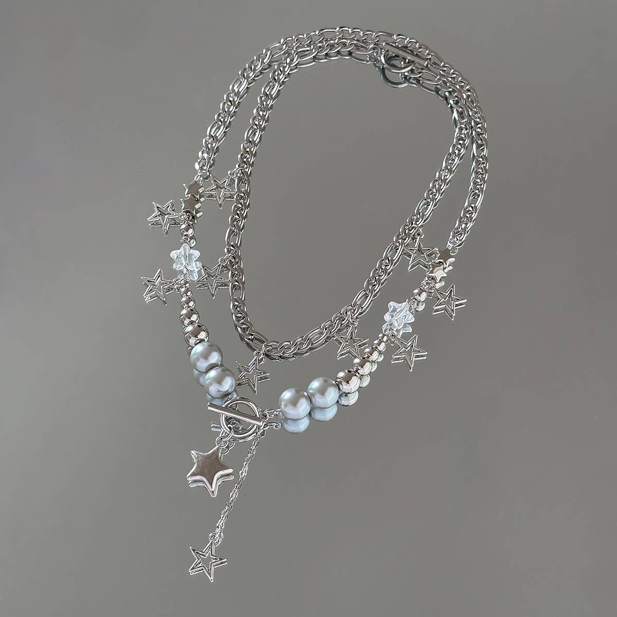 BEADED NECKLACE WITH STAR SHAPED PENDANT TASSELS_CWAJE1158