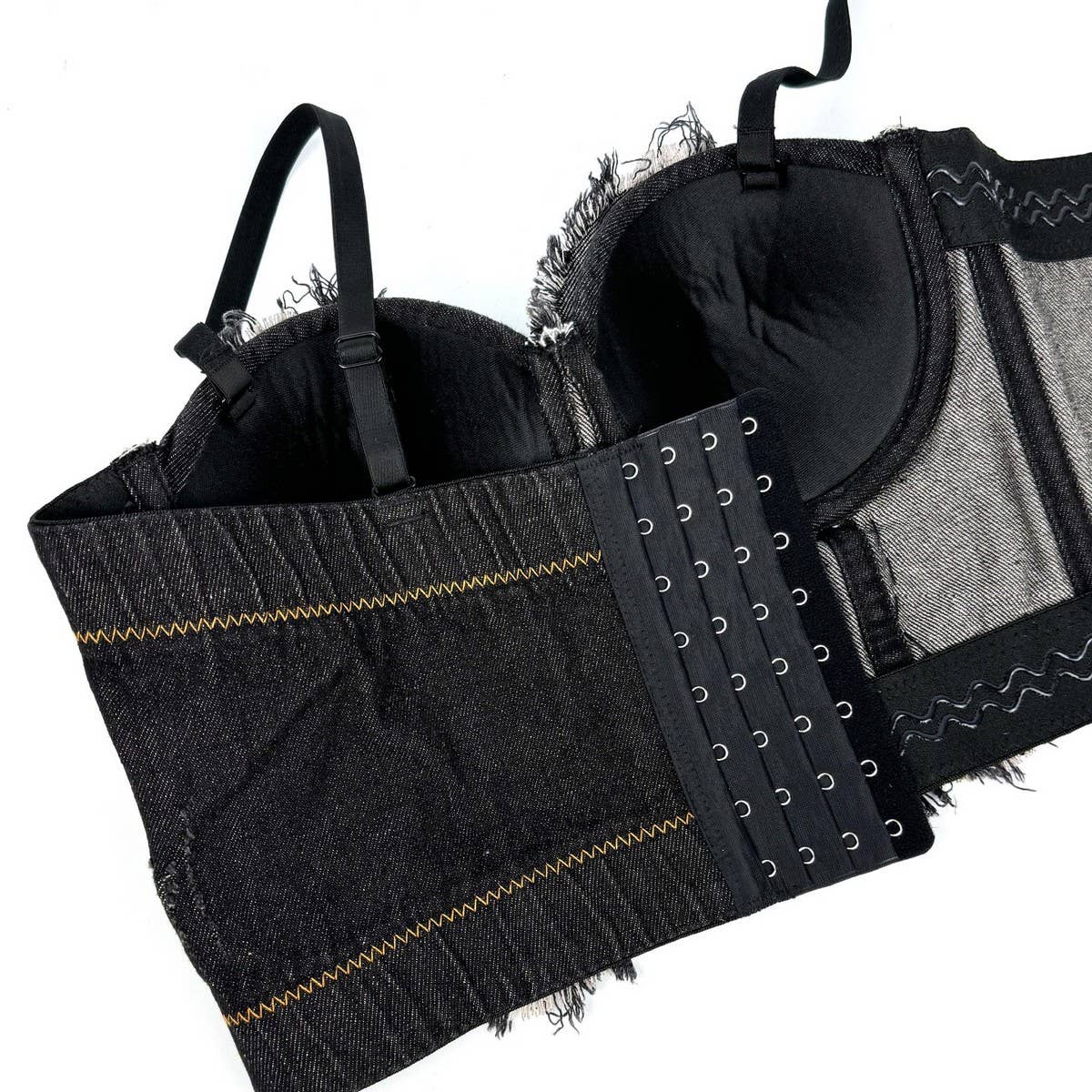 BUTTERFLY PANEL DENIM HERRINGBONE CORSET_CWMM4159