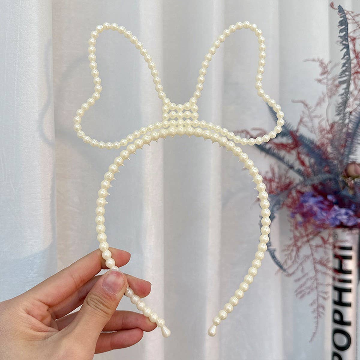 Vintage Pearl Antler Bow Headband for Girls