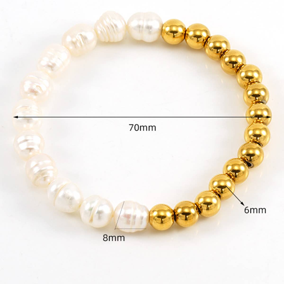 TITANIUM STEEL 18K BAROQUE SHAPED PEARL BRACELET