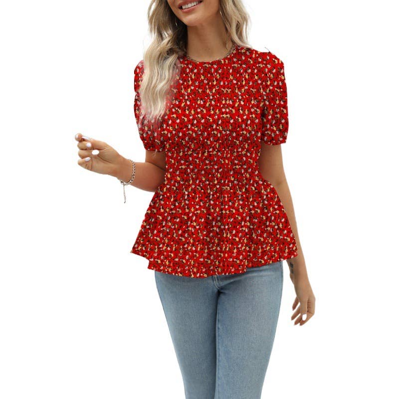 SHORT SLEEVE SHIRT WITH SHREDDED FLOWER BOUQUET