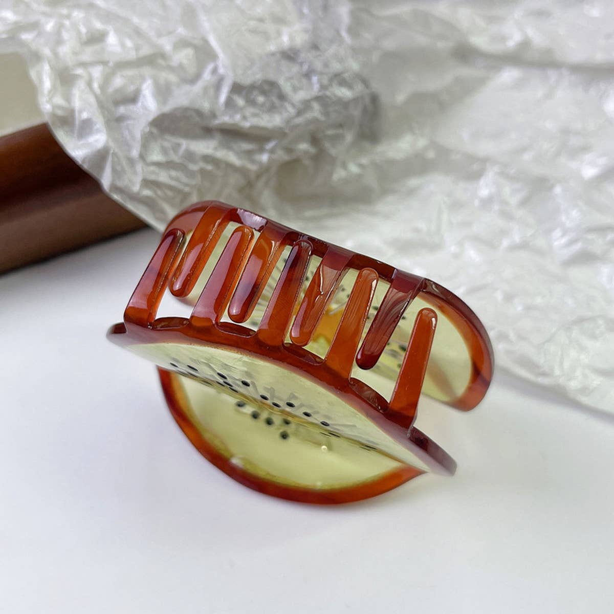 Quirky Kiwi Fruit Acetate Hair Claw, Back Bun Clip_CWAHA1340
