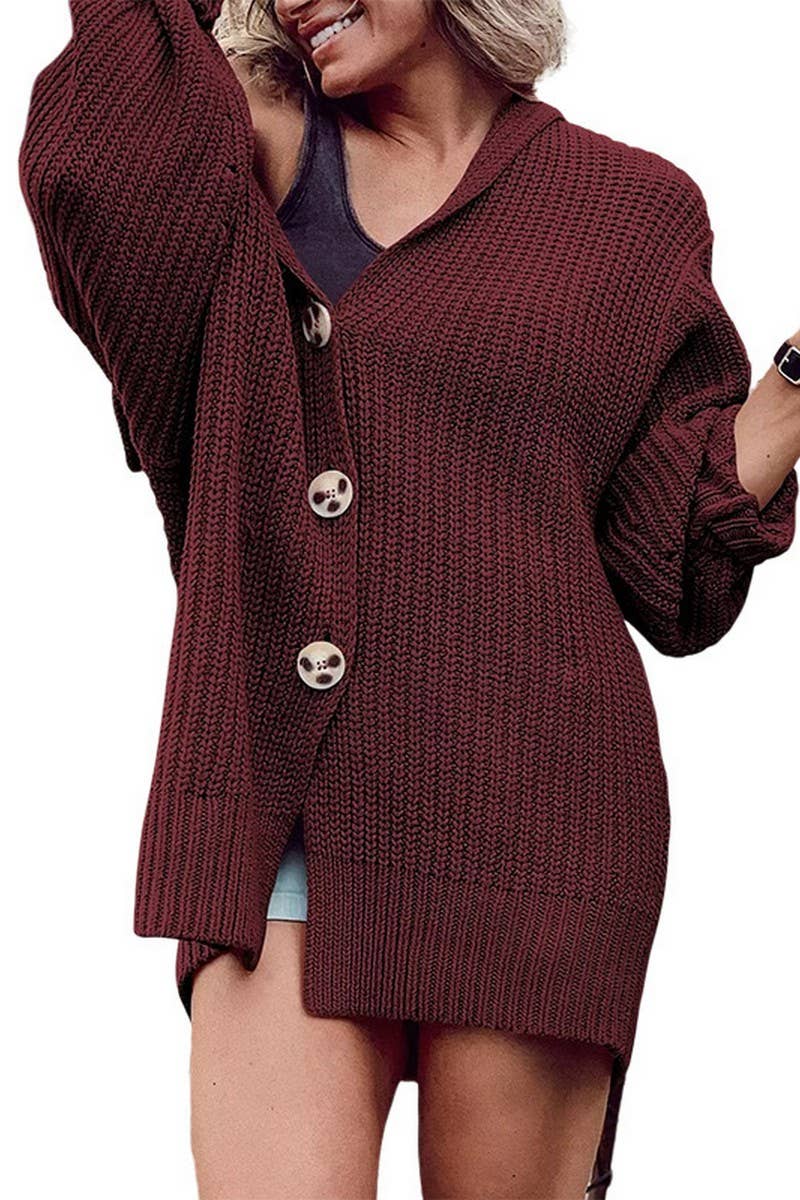 Long knit cardigan with solid lapel pocket